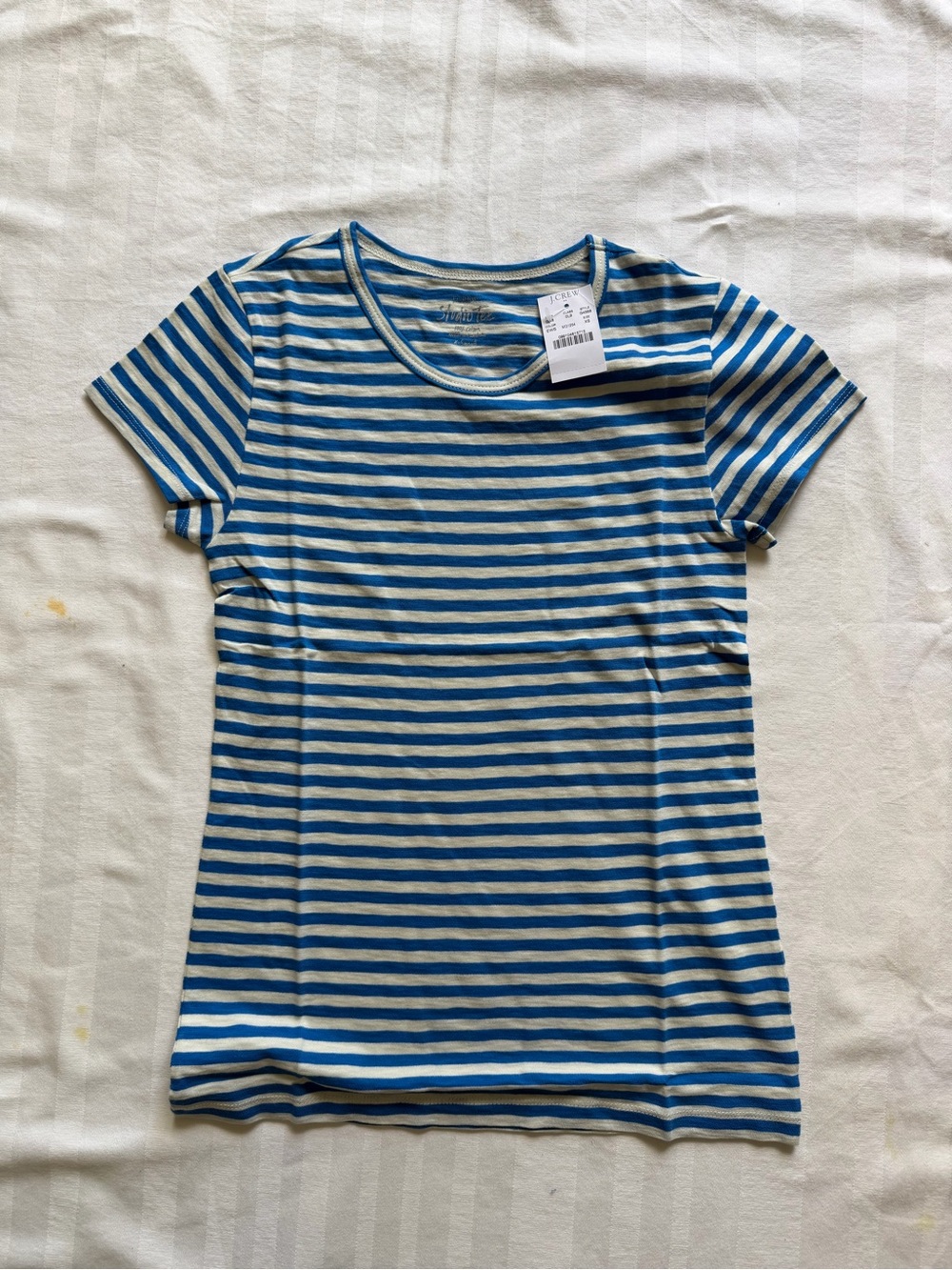 J. Crew Studio Tee Blue and White Striped 100%  Cotton